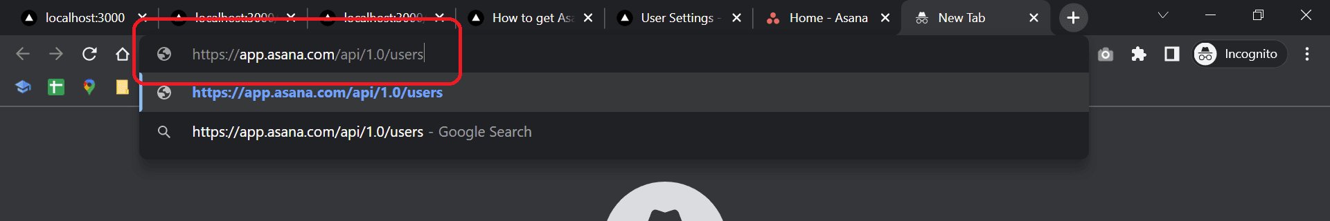 Asana API request