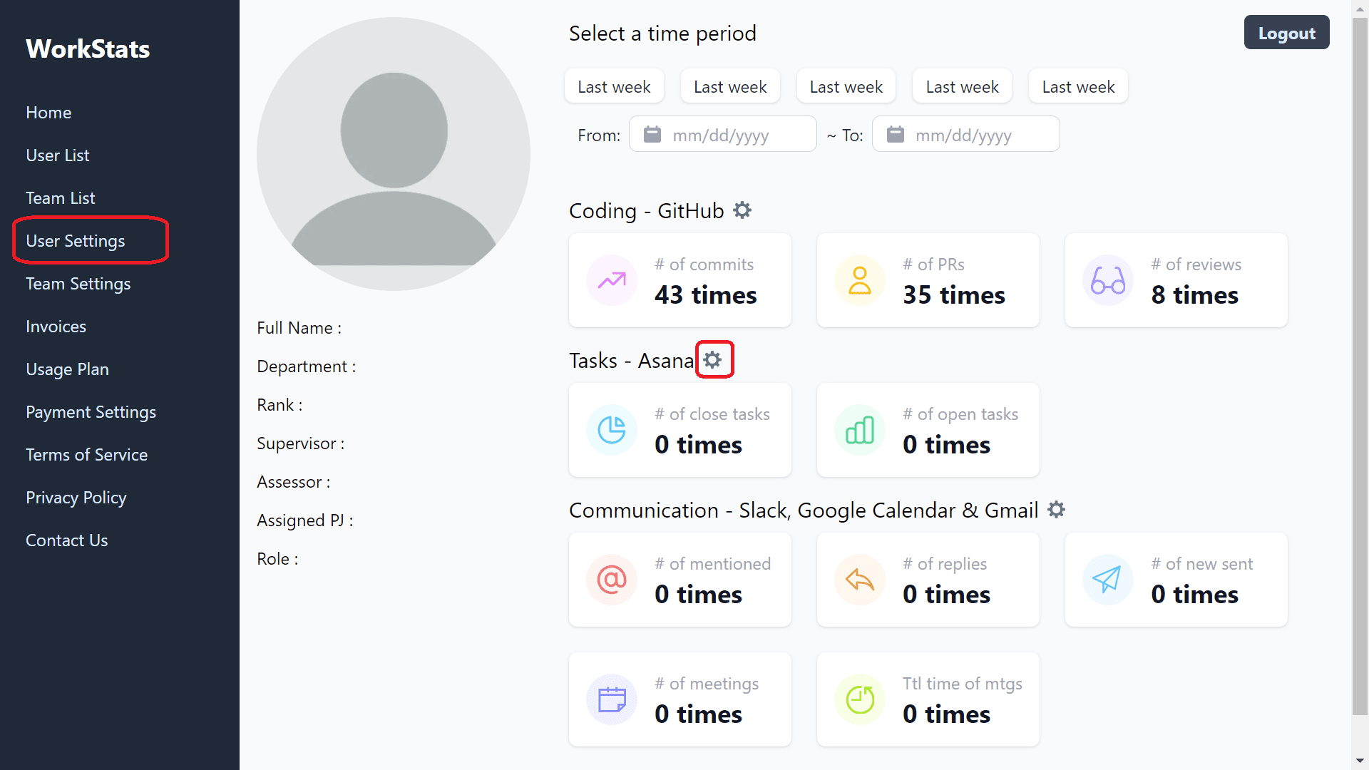 Go to user settings